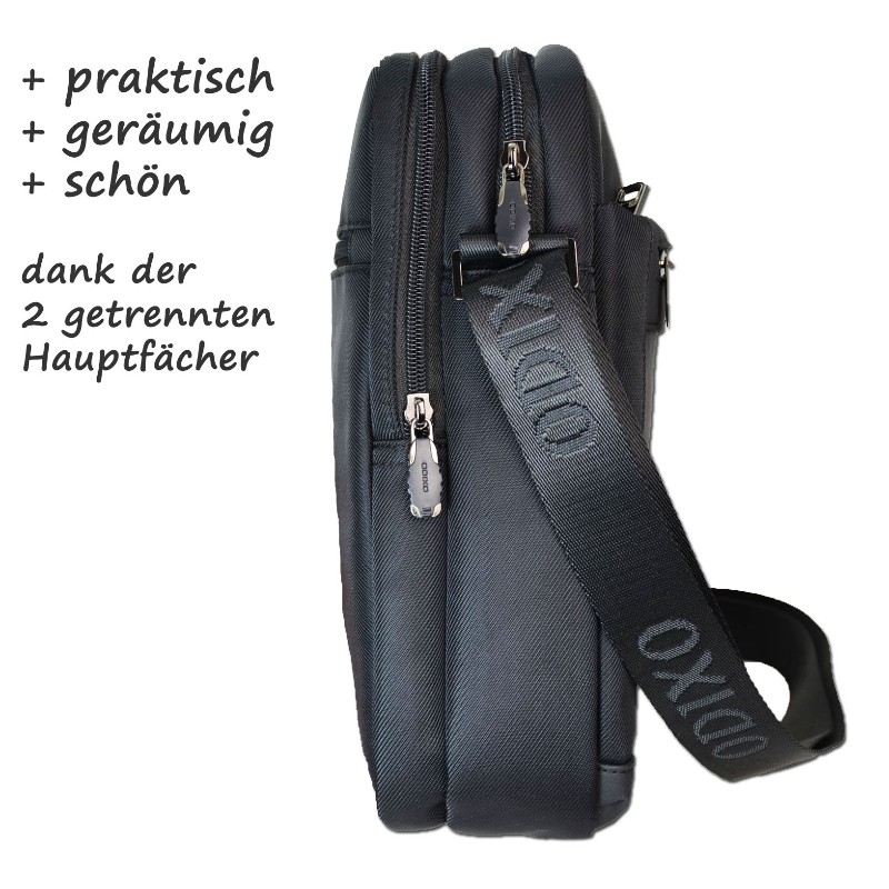 ODIXO Herren Umhängetasche Messenger Bag Schwarz B221-1 Comfort Edition