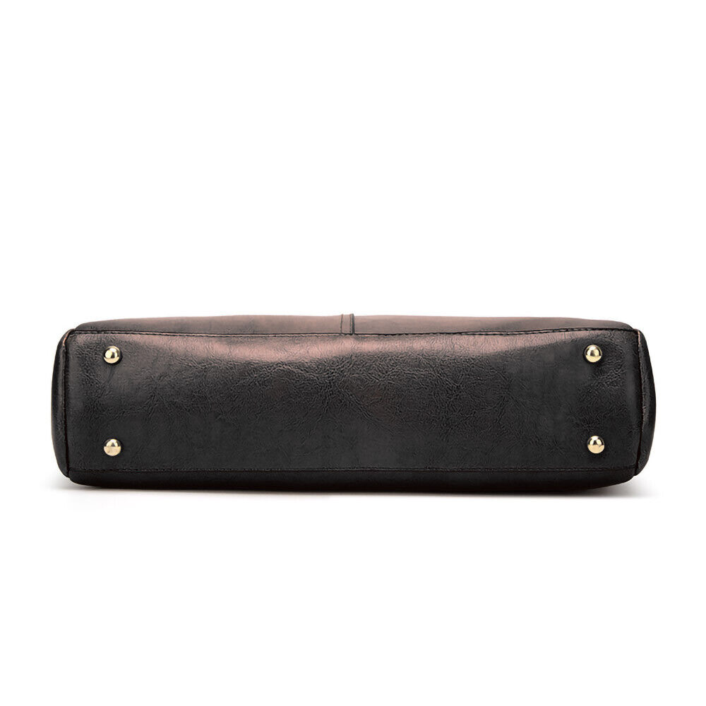 Damen Tagestasche Henkel Tasche Umhängetasche Schultertasche Leder Look Schwarz Damen Tagestasche Henkel Tasche Umhängetasche Schultertasche Leder Look Schwarz