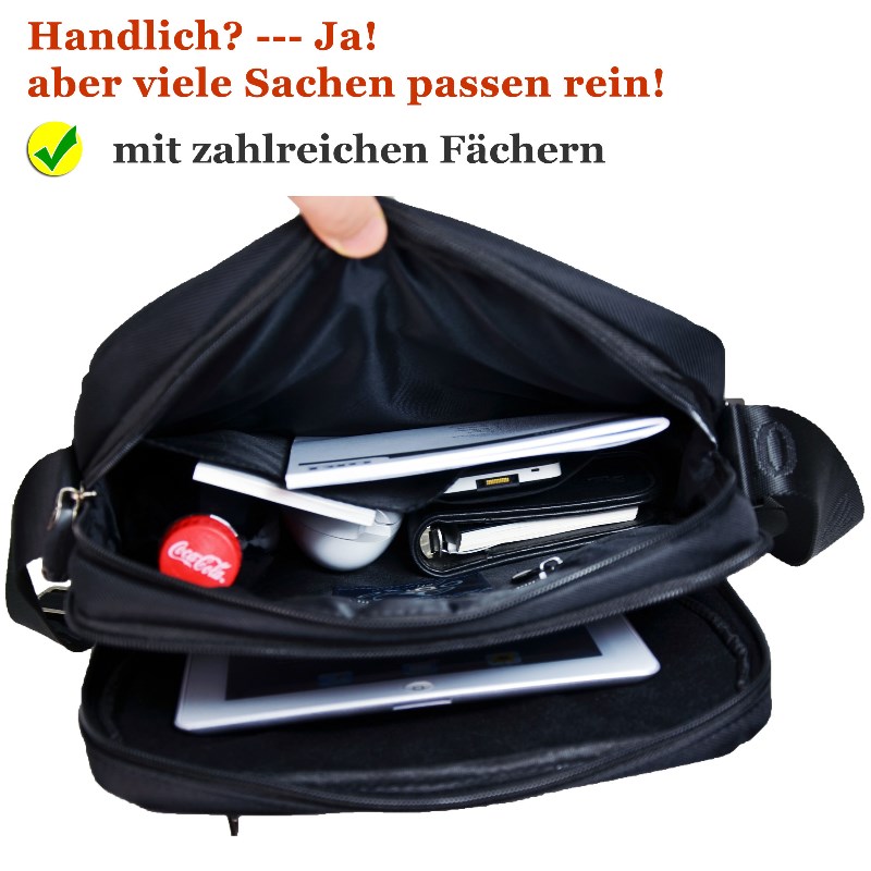 ODIXO Herren Umhängetasche Messenger Bag Schwarz B229-1 Comfort Edition