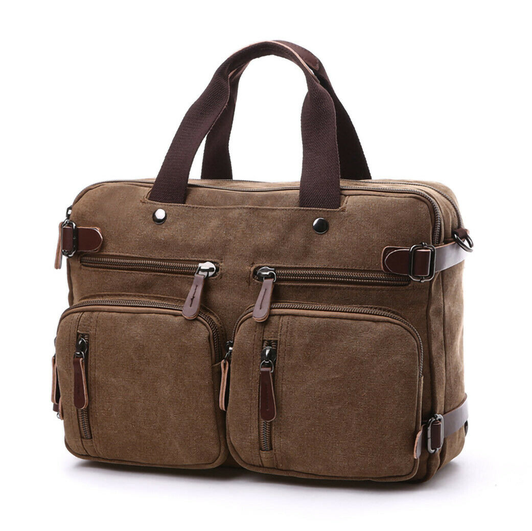 ODIXO Vintage Herren Umhängetasche Canvas Hand Tasche Tablet Rucksack Messenger Bag Braun B28691-2