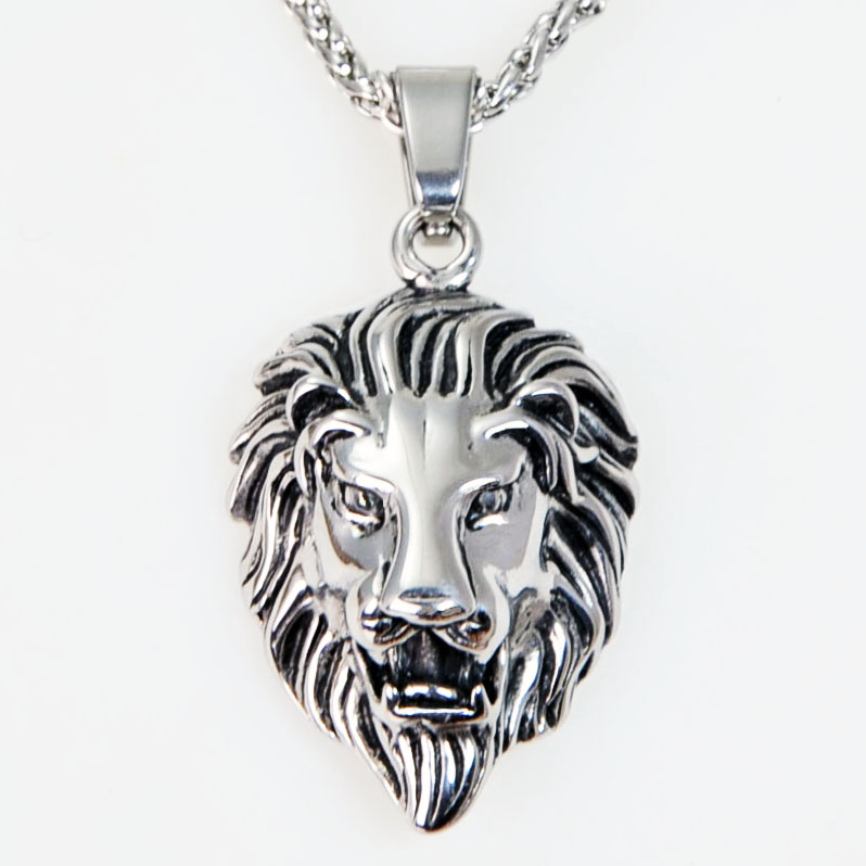 Edelstahl Halskette mit 3D Anhänger Leo Löwe Löwenkopf Edelstahl Halskette mit 3D Anhänger Leo Löwe Löwenkopf