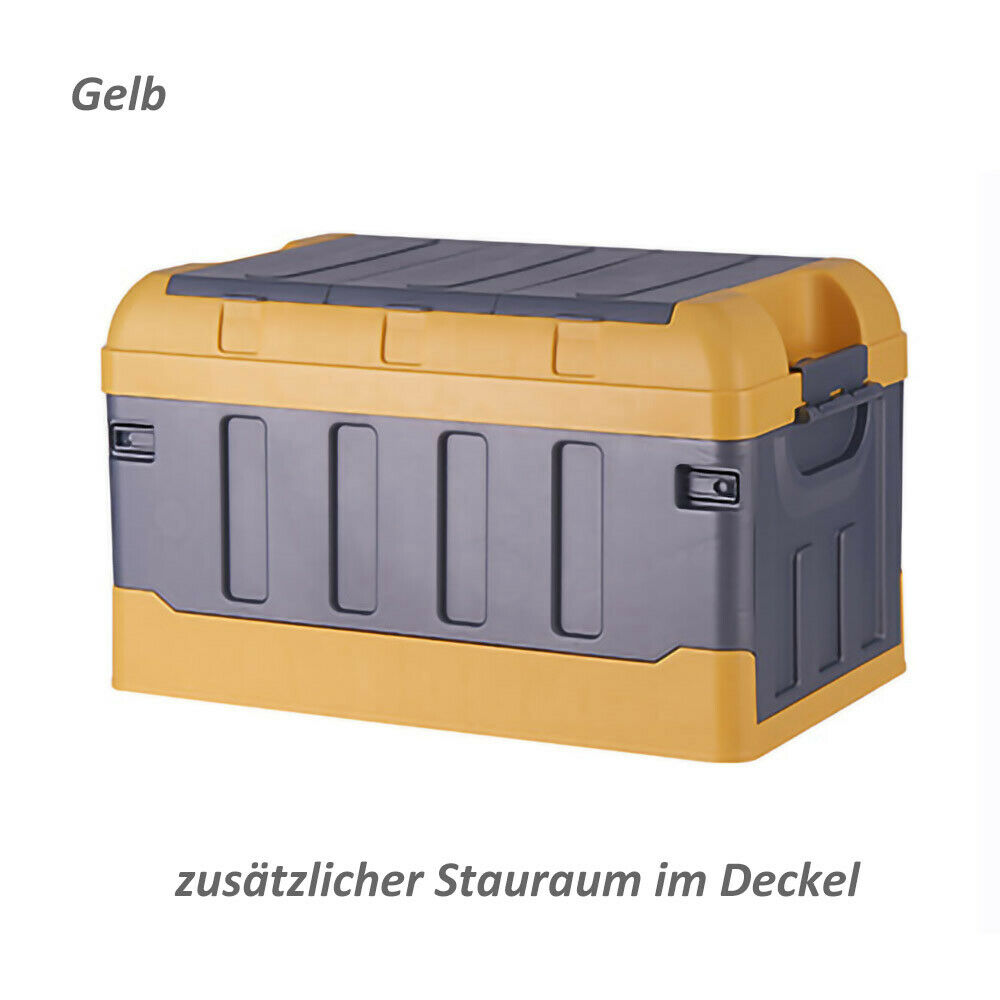 Premium faltbare Aufbewahrungsbox mit Deckel Faltbox Box Klapp Kiste KFZ Reise Gelb Groß mit hohem Deckel