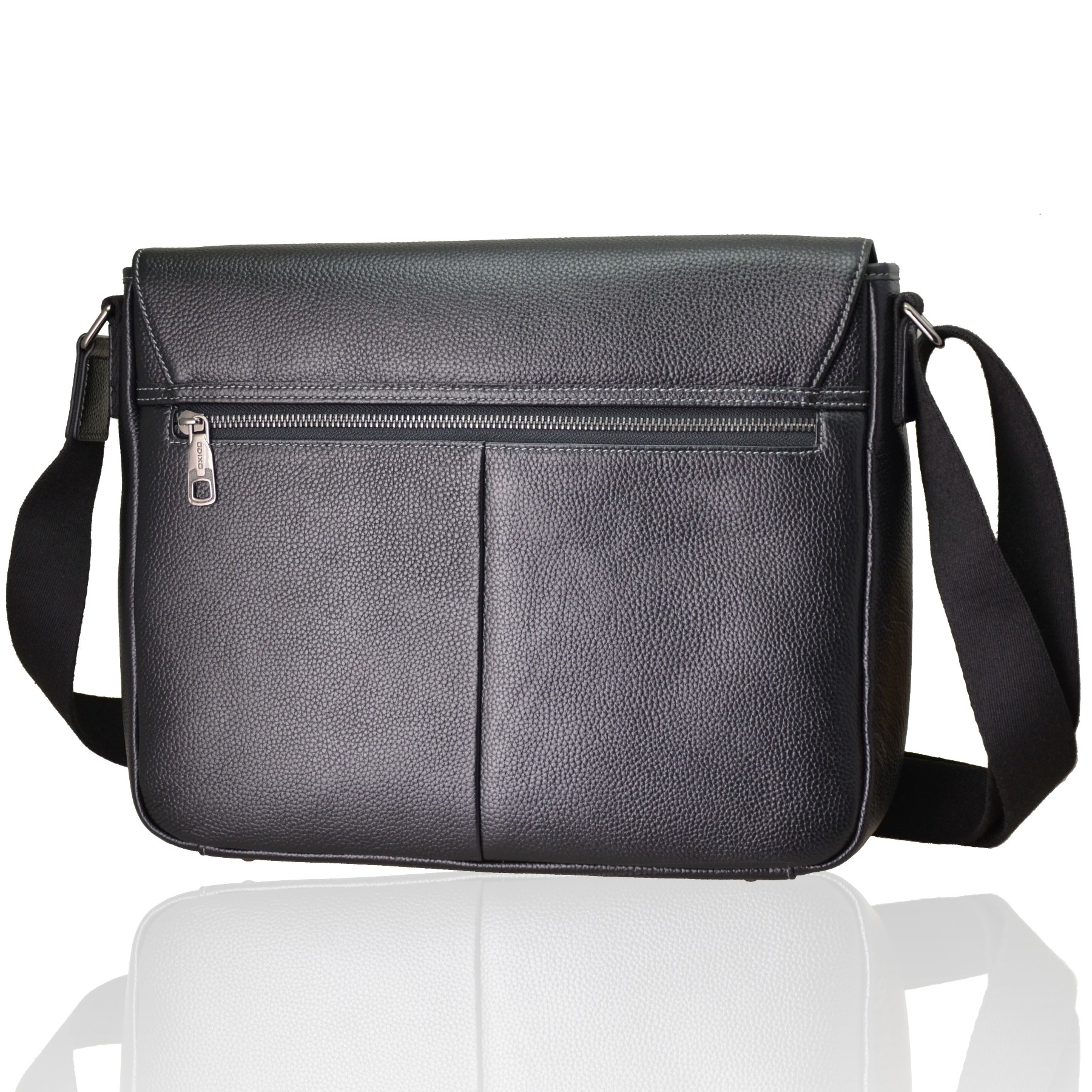 ODIXO Herren Umhängetasche Messenger Bag Schwarz Echtleder B2932-1