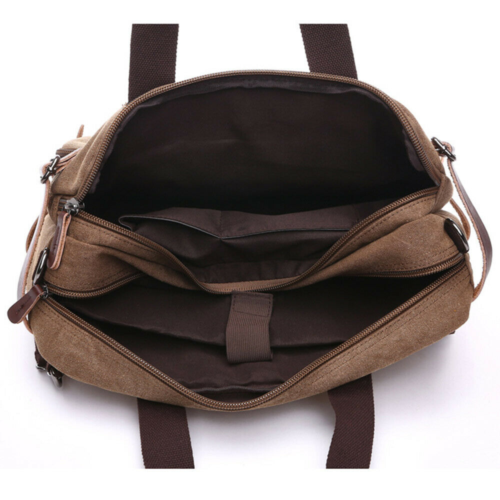 ODIXO Vintage Herren Umhängetasche Canvas Hand Tasche Tablet Rucksack Messenger Bag Braun B28691-2