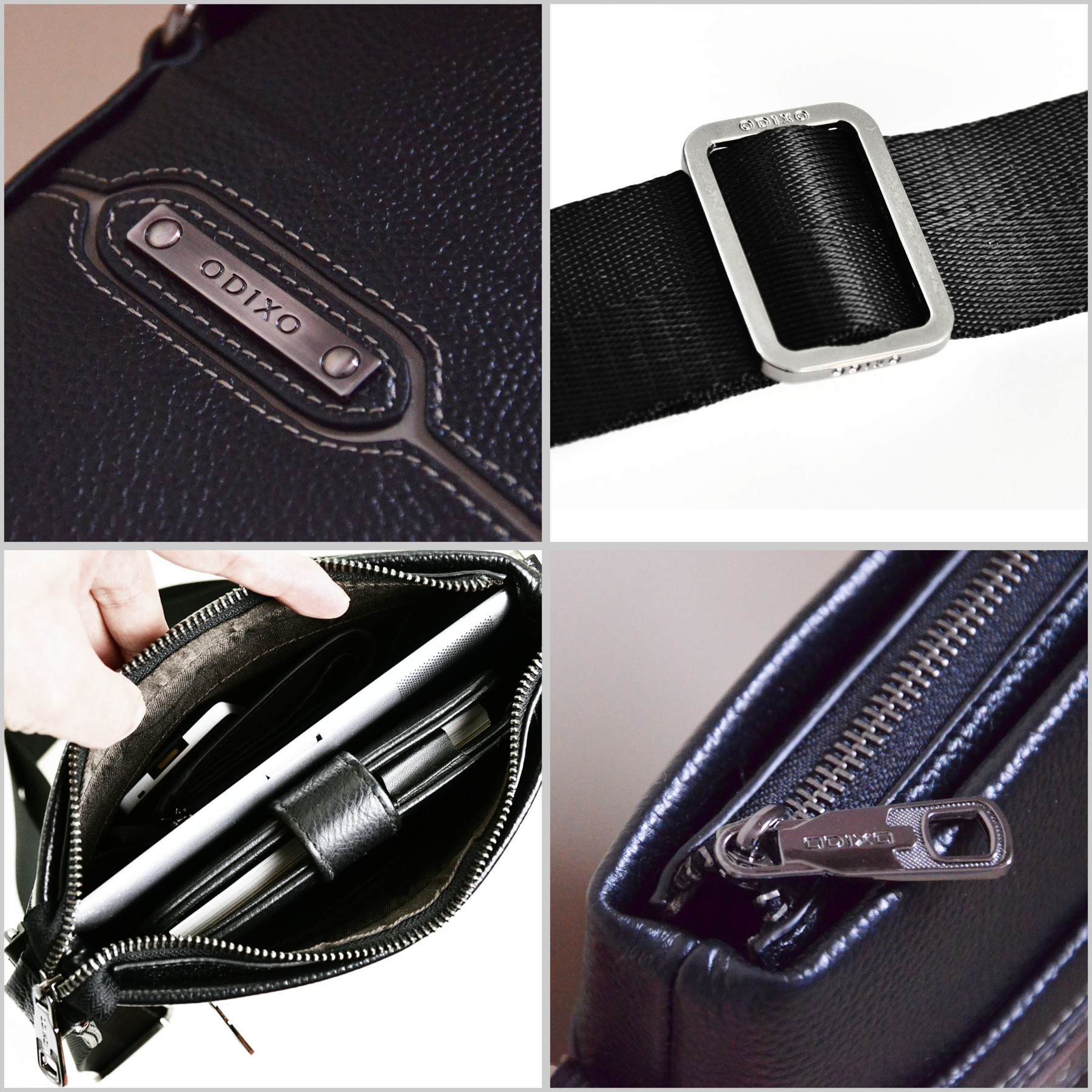 ODIXO Herren Umhängetasche Messenger Bag Schwarz Echtleder B2931-1 ODIXO Herren Umhängetasche Messenger Bag Schwarz Echtleder B2931-1