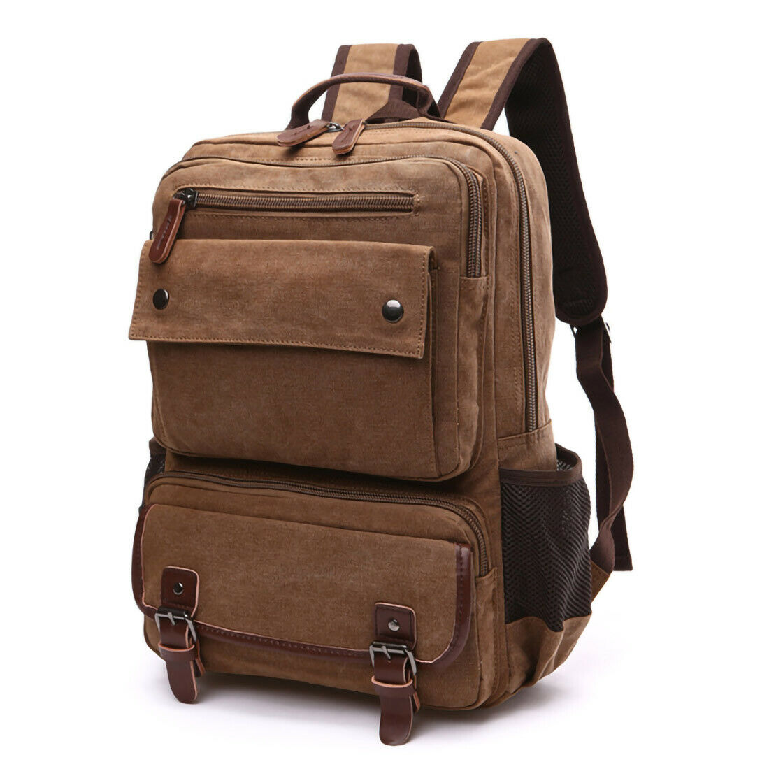 ODIXO Herren Canvas Rucksack Laptop Notebook Backpack Arbeit Freizeit Braun B38676-2