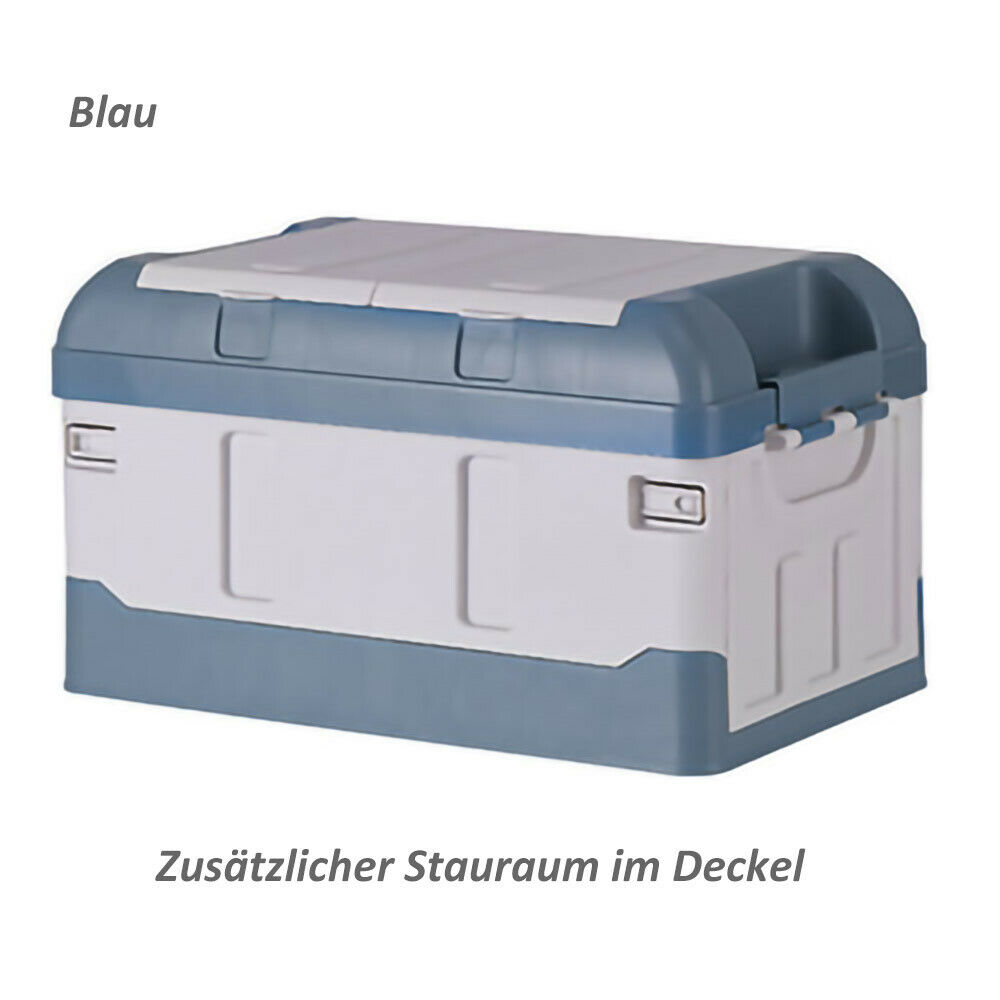 Premium faltbare Aufbewahrungsbox mit Deckel Faltbox Box Klapp Kiste KFZ Reise Blau Standard mit hohem Deckel