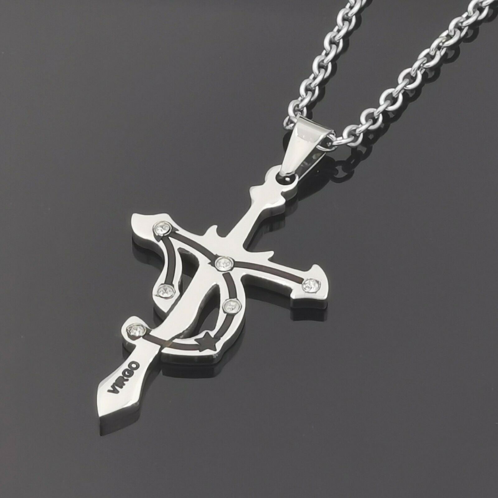Design Edelstahl Halskette (50 cm, 3mm) mit Sternzeichen Anhänger Virgo Jungfrau