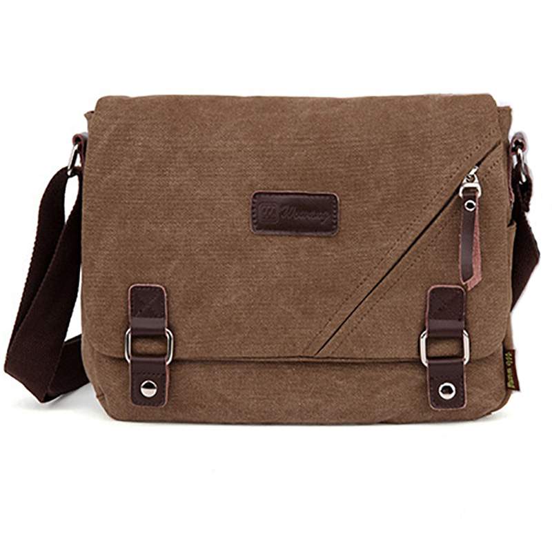 Wowang Herren Umhängetasche Messenger Bag Canvas Braun 8002