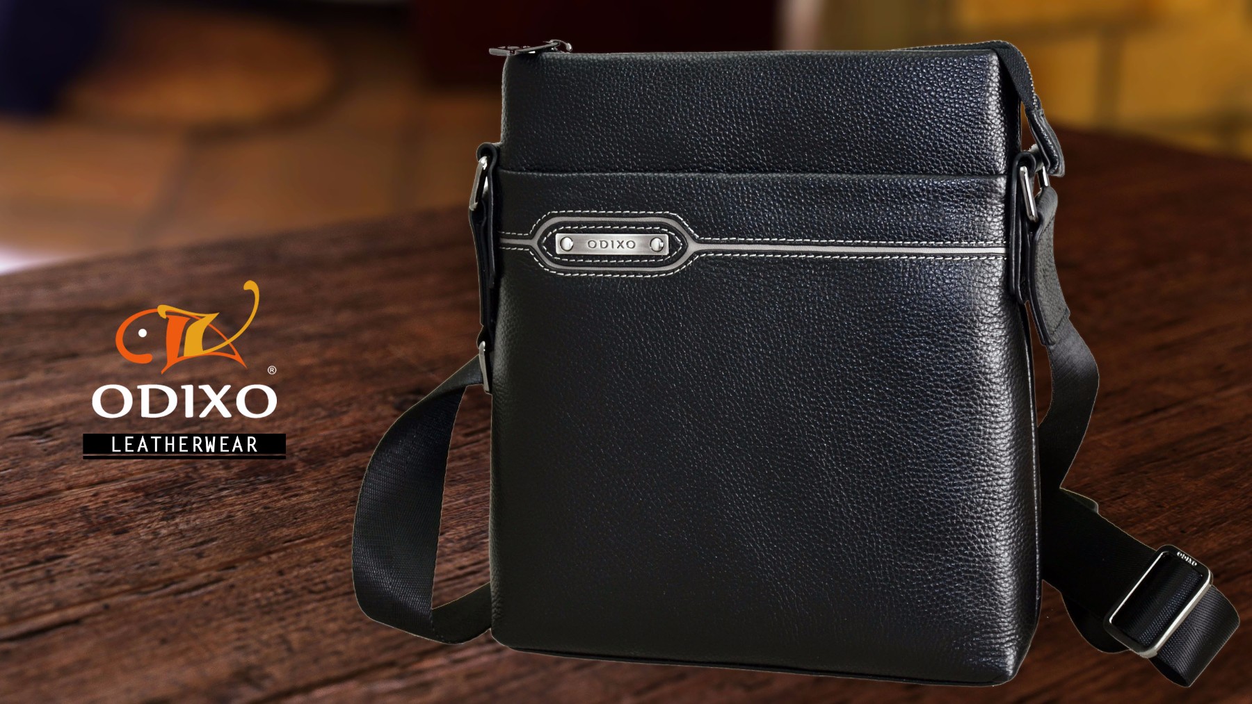 ODIXO Herren Umhängetasche Messenger Bag Schwarz Echtleder B2931-1 ODIXO Herren Umhängetasche Messenger Bag Schwarz Echtleder B2931-1