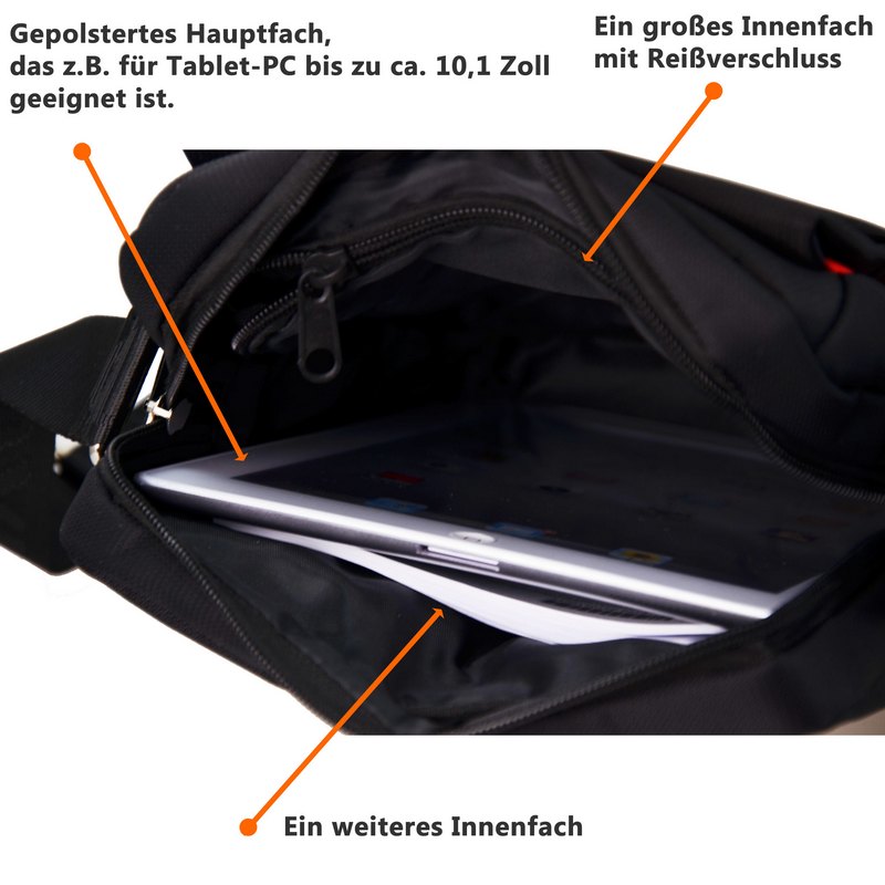 ODIXO Herren Umhängetasche Schultertasche Messenger Bag BM2107-1 Schwarz