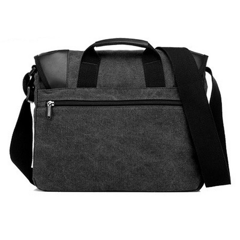 Yeso Outmaster Herren Umhängetasche Canvas Messenger Bag mit Echtleder Applikationen