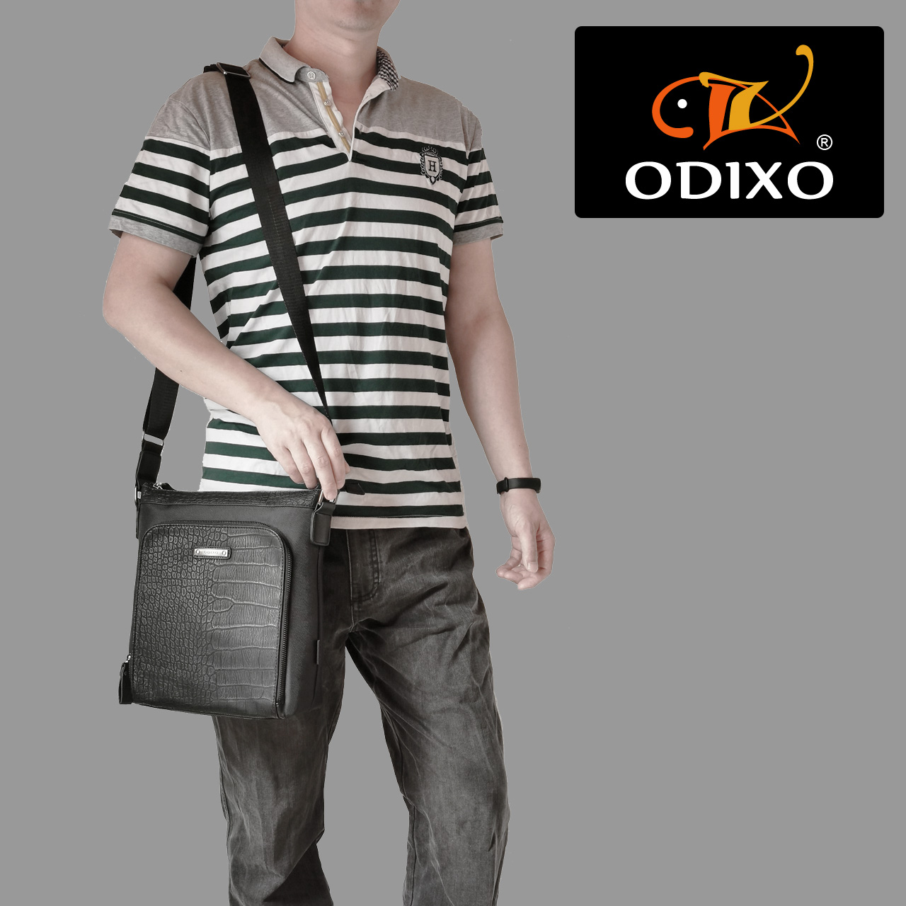 ODIXO Umhängetasche Messenger Bag Schwarz B2309-1 Deluxe Edition