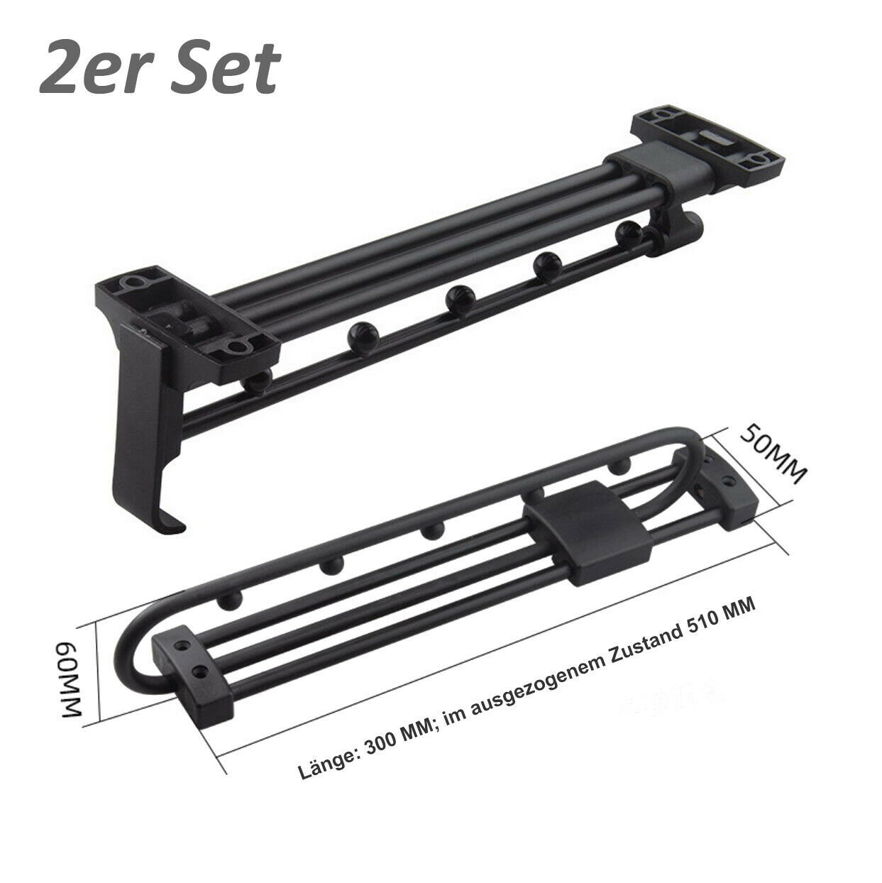 2er Set Ausziehbare Einbau Premium Kleider Stange aus Metall Hochwertig für Kleiderbügel 2er Set Ausziehbare Einbau Premium Kleider Stange aus Metall Hochwertig für Kleiderbügel