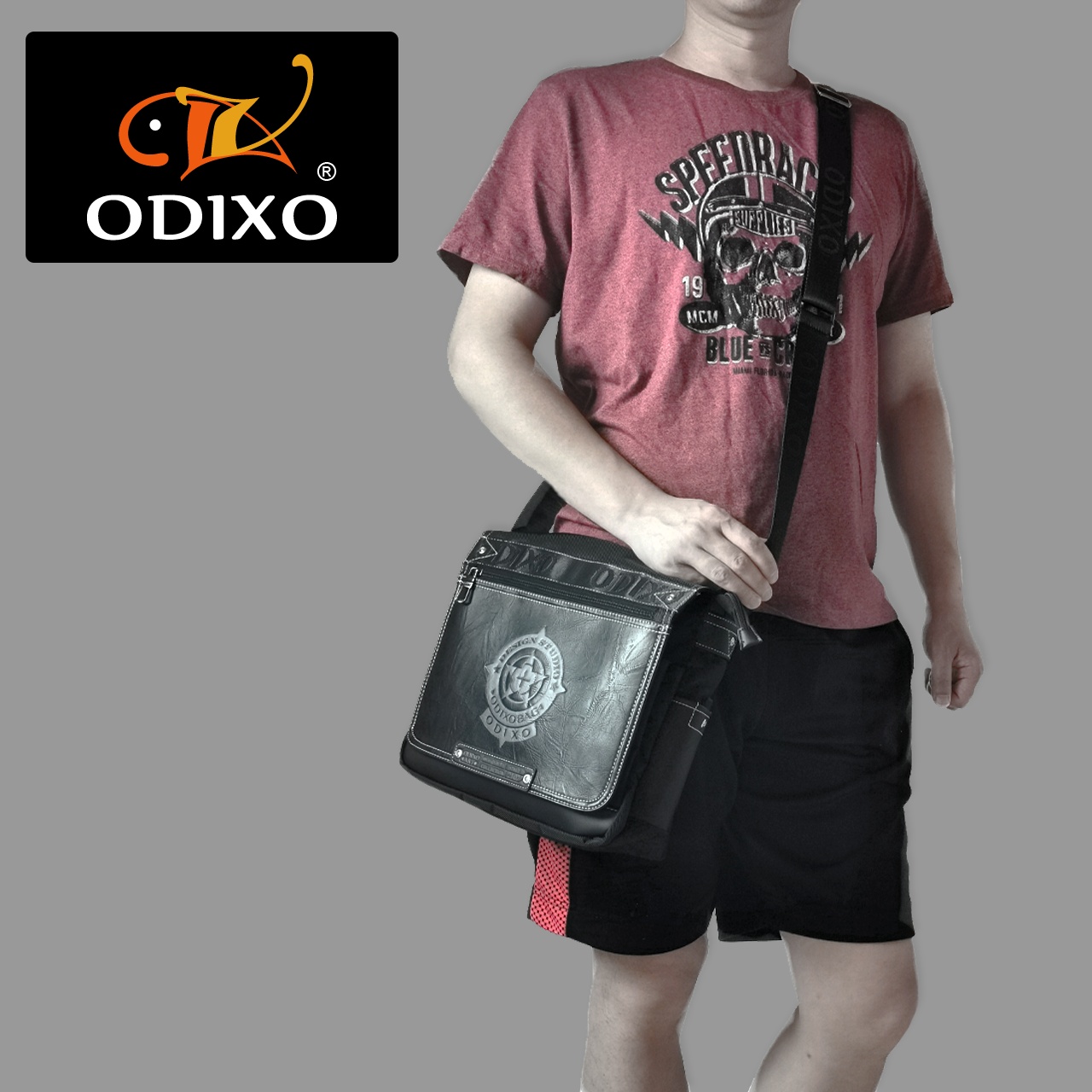 ODIXO Herren Umhängetasche Messenger Bag Schwarz B2502-1