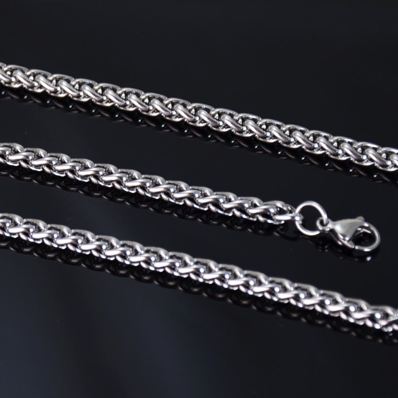 Edelstahl Halskette 55 CM Zopf Kette Karabiner Verschluss Stärke 5 MM Edelstahl Halskette 55 CM Zopf Kette Karabiner Verschluss Stärke 5 MM