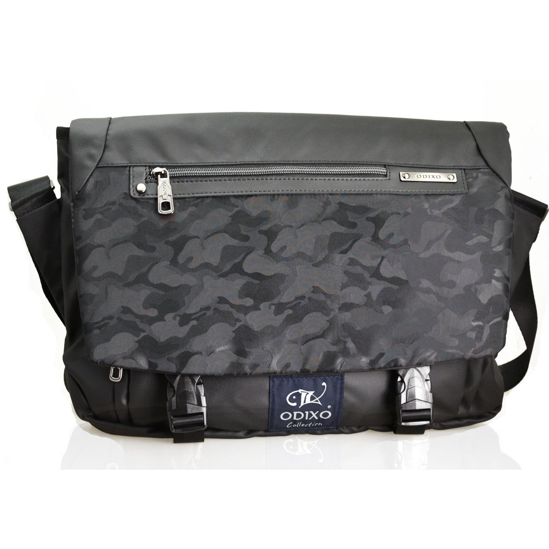 ODIXO Herren Umhängetasche Camouflage Messenger Bag B2266-1 mit Laptopfach Schwarz
