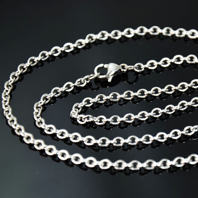 13817713791678 Edelstahl Halskette mit Karabinerverschluss 50 CM