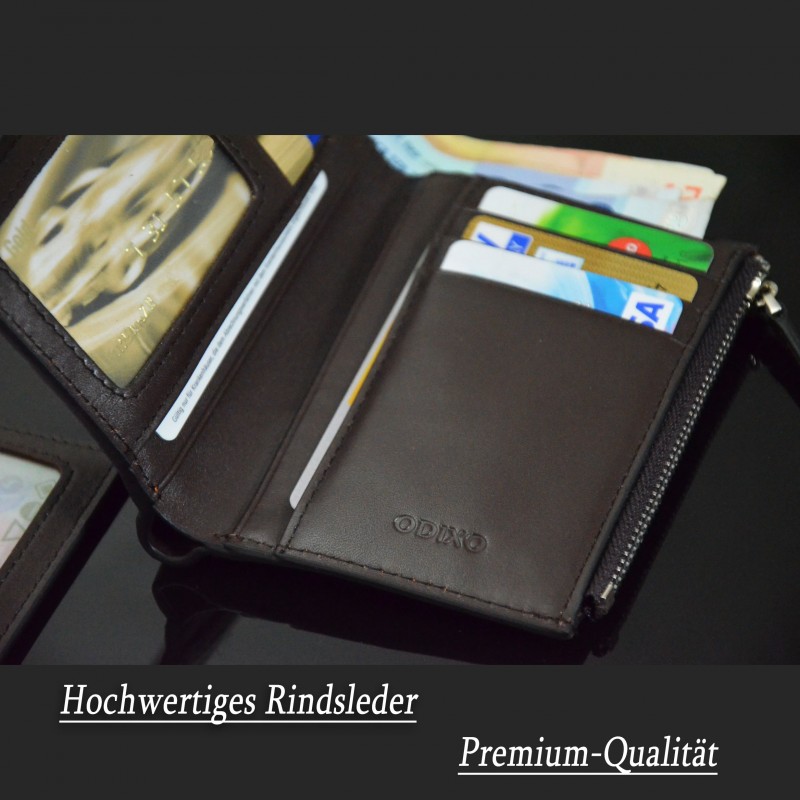 ODIXO Premium Herren Echtleder Geldbörse Braun 2-teilig B8801-2 ODIXO Premium Herren Echtleder Geldbörse Braun 2-teilig B8801-2