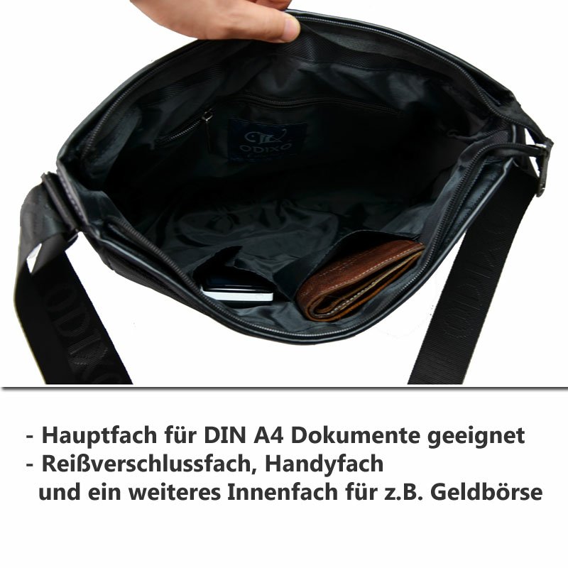 ODIXO Premium Herren Umhängetasche Messenger Bag Schwarz B2332-1