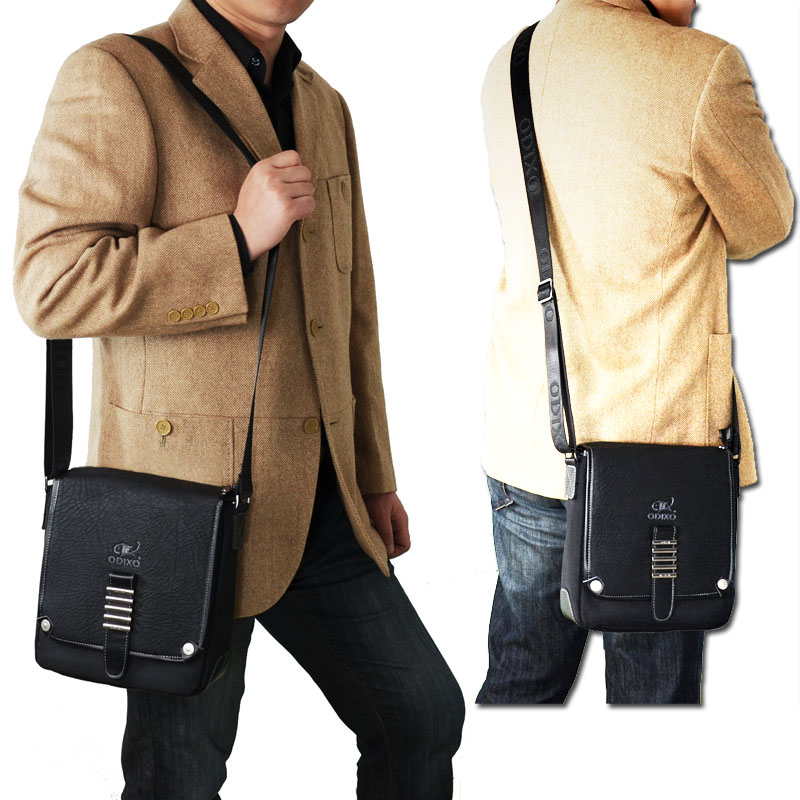 ODIXO Premium Herren Umhängetasche Schultertasche Messenger Bag Schwarz B2333-1 ODIXO Premium Herren Umhängetasche Schultertasche Messenger Bag Schwarz B2333-1