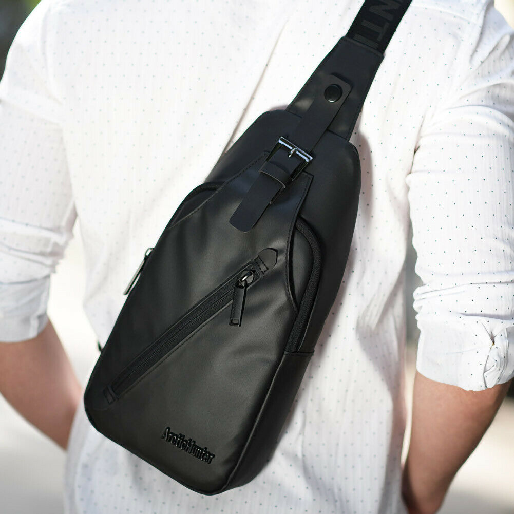 Design Herren Crossbag Rucksack Crossbody Bag Schulter Umhängetasche Tasche Schwarz Black