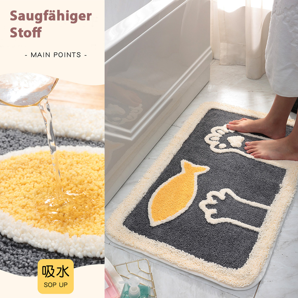 155949573243683ijHzLydoY9pC Stilvolle Wohnmatte Fußmatte mit Katzenfüße/Fisch Motiv
