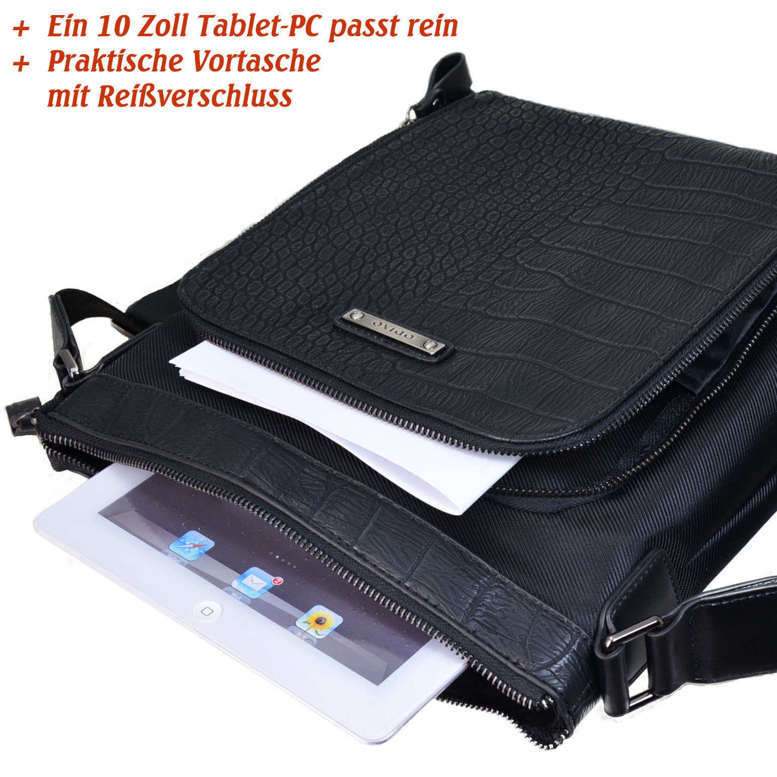 ODIXO Umhängetasche Messenger Bag Schwarz B2309-1 Deluxe Edition ODIXO Umhängetasche Messenger Bag Schwarz B2309-1 Deluxe Edition