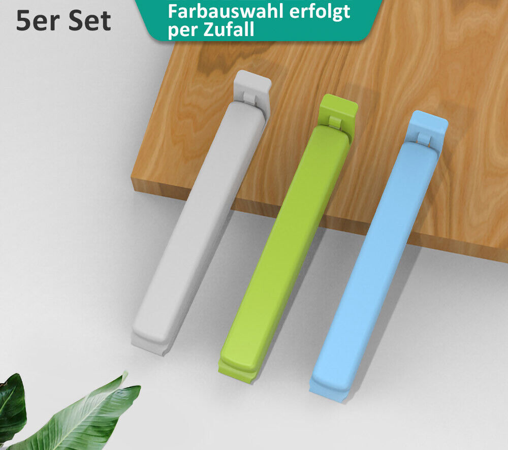 5er Set Tüten Beutel Verschluss Klammer Farbe Clips frisch halten Aroma schützen