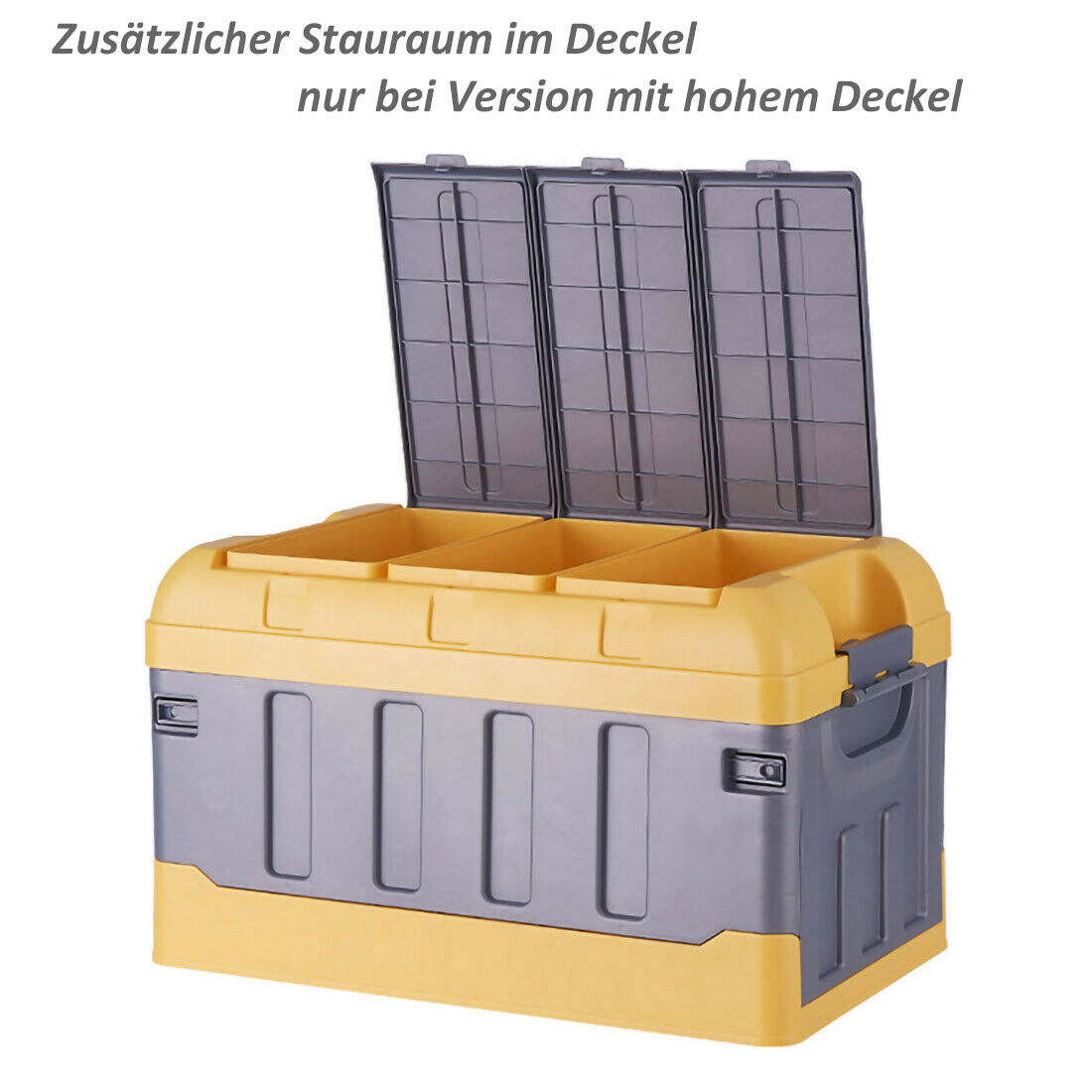 Premium faltbare Aufbewahrungsbox mit Deckel Faltbox Box Klapp Kiste KFZ Reise Blau Standard mit hohem Deckel