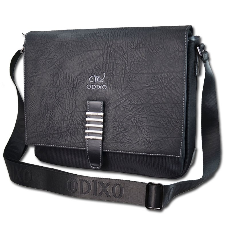 ODIXO Premium Herren Umhängetasche Messenger Bag Schwarz B2332-1