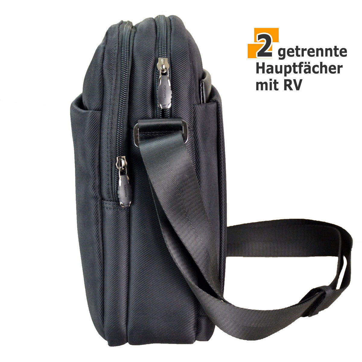 ODIXO Herren Umhängetasche Messenger Bag Schwarz B2169-1 Comfort Edition
