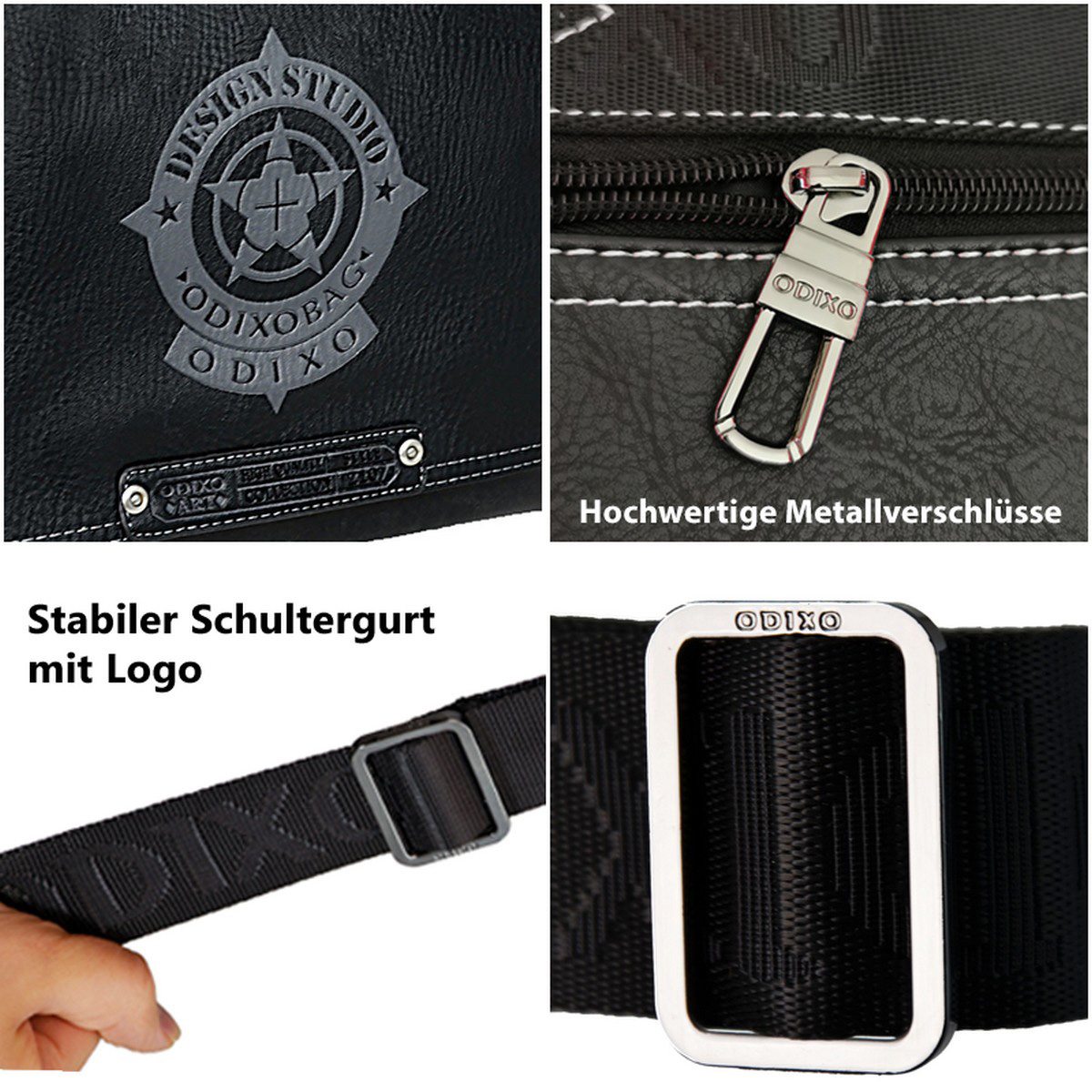ODIXO Herren Umhängetasche Messenger Bag Schwarz B2502-1 ODIXO Herren Umhängetasche Messenger Bag Schwarz B2502-1