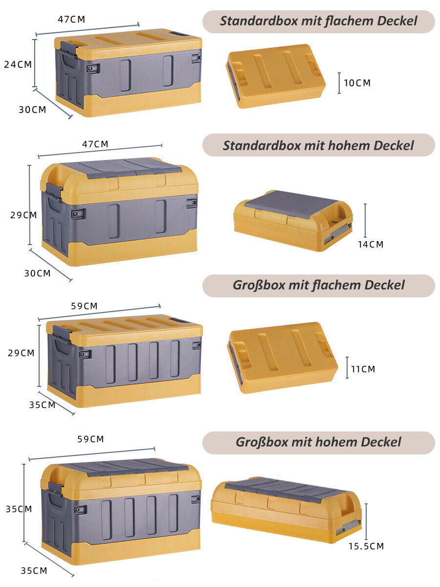 Premium faltbare Aufbewahrungsbox mit Deckel Faltbox Box Klapp Kiste KFZ Reise Blau Groß mit flachem Deckel