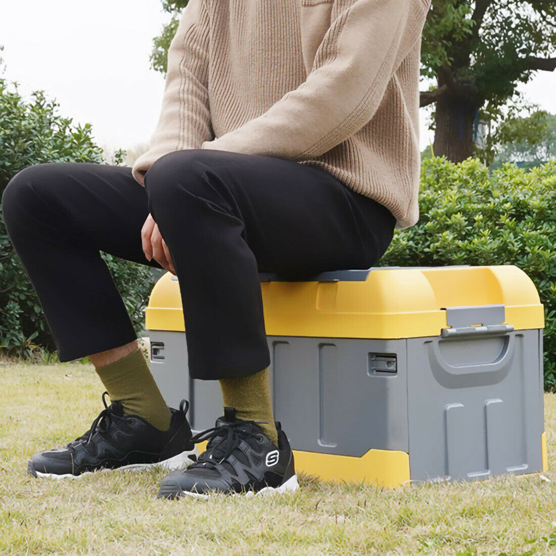 Premium faltbare Aufbewahrungsbox mit Deckel Faltbox Box Klapp Kiste KFZ Reise Blau Groß mit hohem Deckel