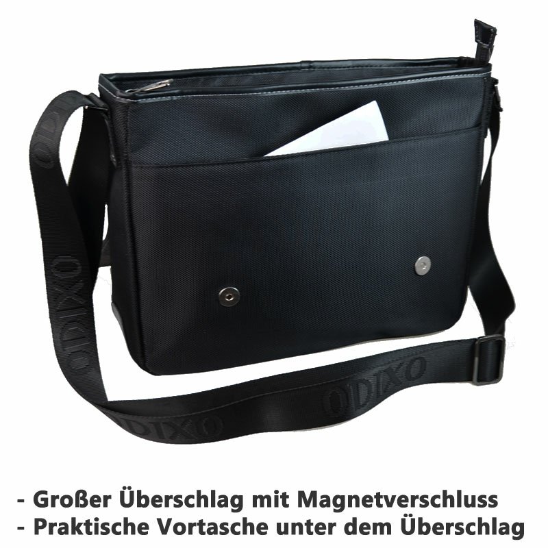 ODIXO Premium Herren Umhängetasche Messenger Bag Schwarz B2332-1