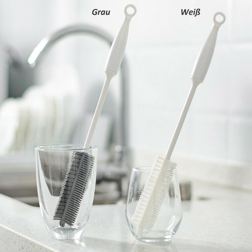 Silikon Flaschenbürste 2er Set mit langem Stiel für Flaschen Gläser Tassen 31 cm Grau Silikon Flaschenbürste 2er Set mit langem Stiel für Flaschen Gläser Tassen 31 cm Grau