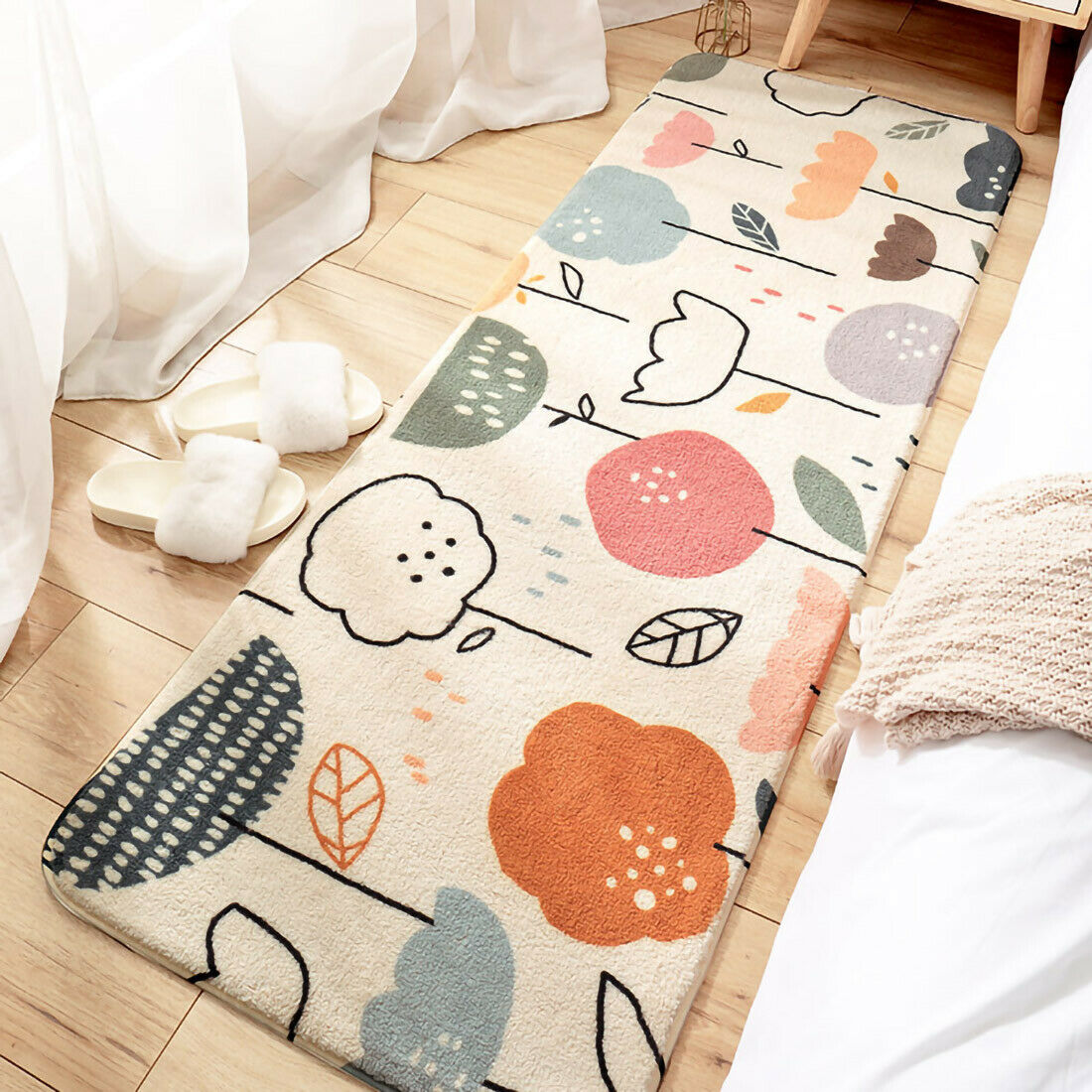 Premium Bett Schlafzimmer Wohn Matte Fußmatte Teppich Anti Rutsch Blumen Motiv 180 x 60 cm Premium Bett Schlafzimmer Wohn Matte Fußmatte Teppich Anti Rutsch Blumen Motiv 180 x 60 cm