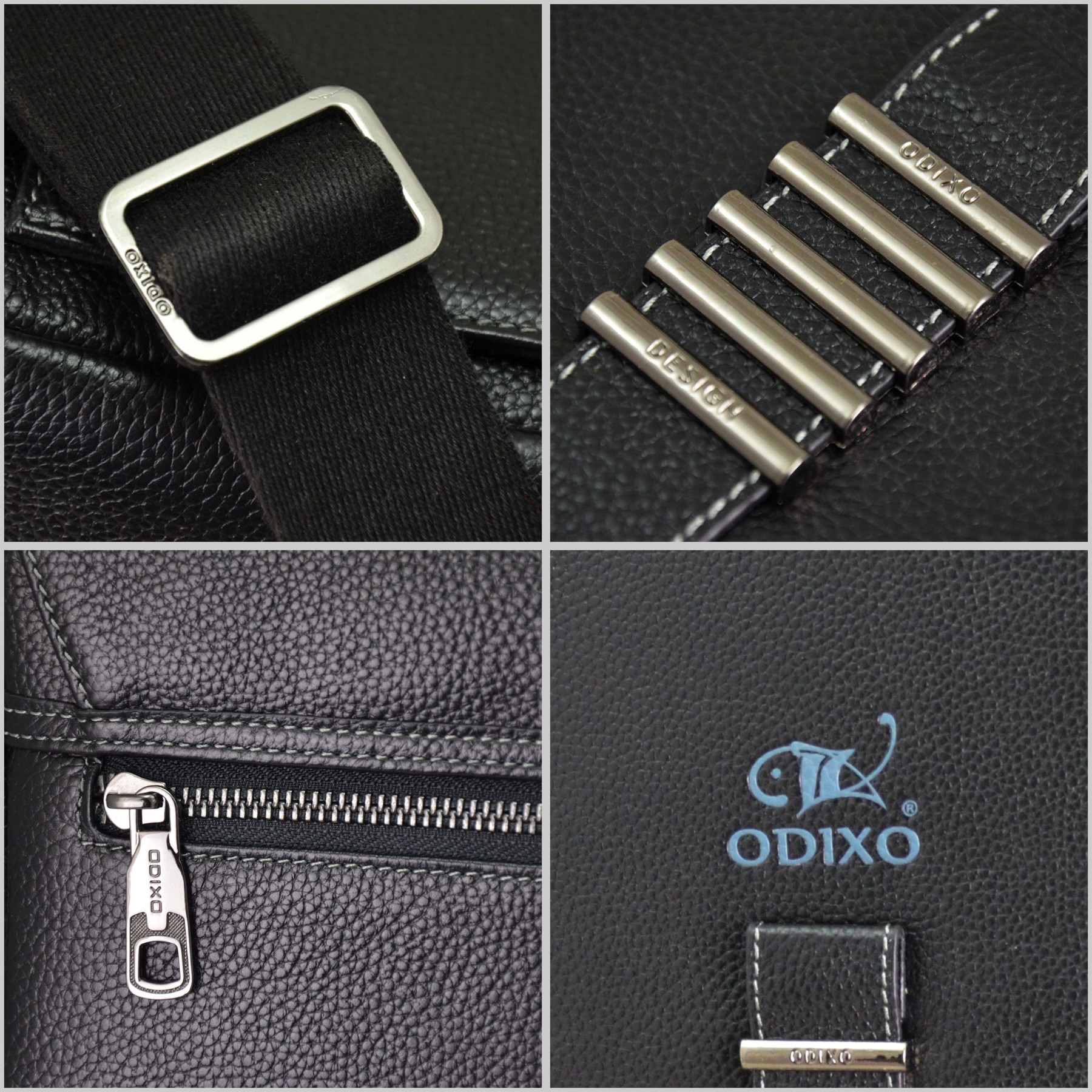 ODIXO Herren Umhängetasche Messenger Bag Schwarz Echtleder B2932-1