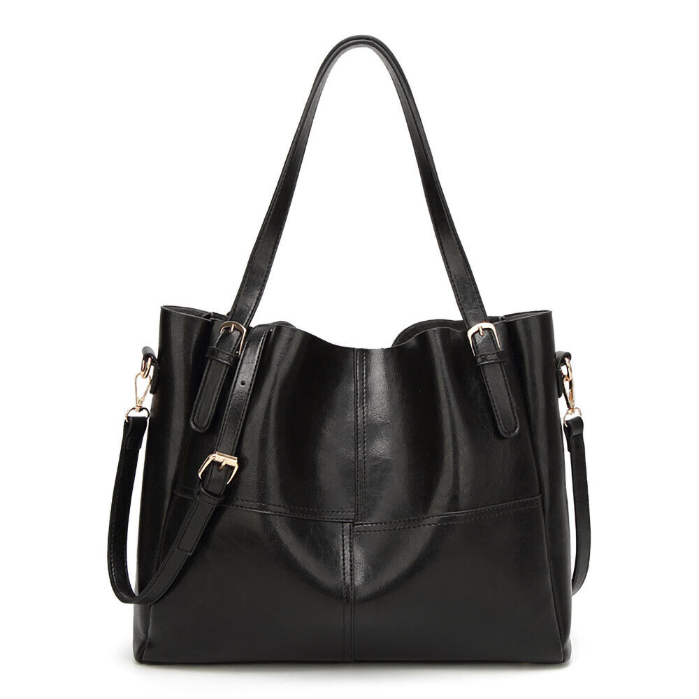 Damen Tagestasche Henkel Tasche Umhängetasche Schultertasche Leder Look Schwarz Damen Tagestasche Henkel Tasche Umhängetasche Schultertasche Leder Look Schwarz