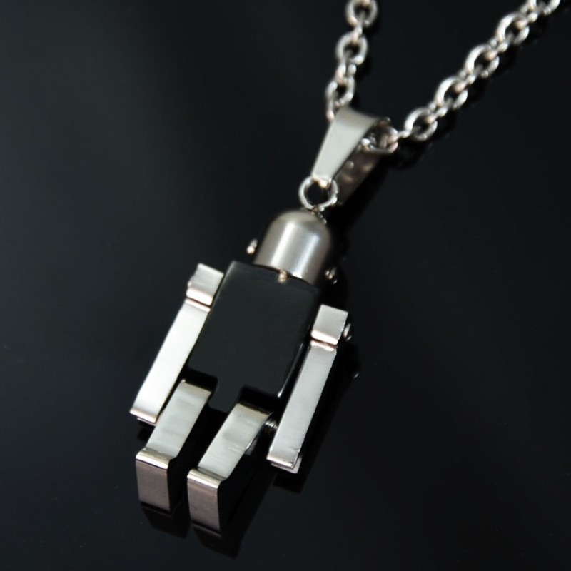 Design Edelstahl Halskette mit Anhänger Roboter Design Edelstahl Halskette mit Anhänger Roboter