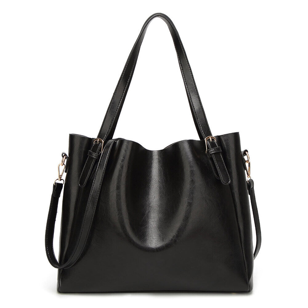 Damen Tagestasche Henkel Tasche Umhängetasche Schultertasche Leder Look Schwarz Damen Tagestasche Henkel Tasche Umhängetasche Schultertasche Leder Look Schwarz