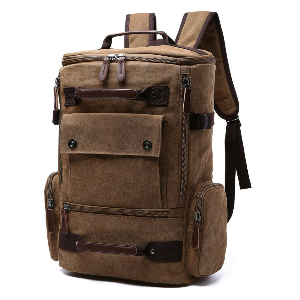 ODIXO Premium Herren Canvas Rucksack Laptop Notebook Backpack Braun B38831-2