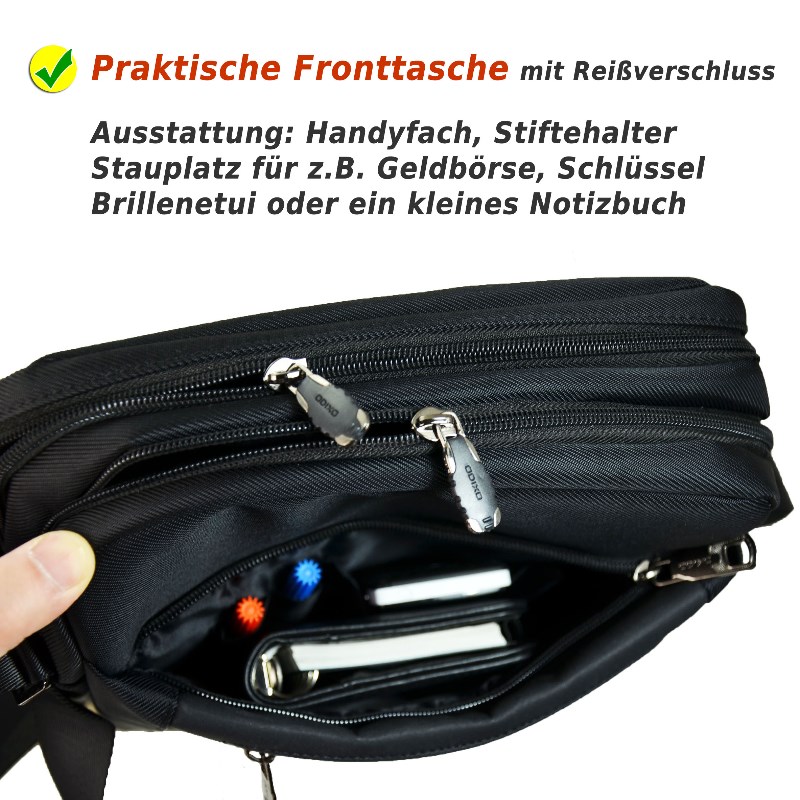 ODIXO Herren Umhängetasche Messenger Bag Schwarz B229-1 Comfort Edition