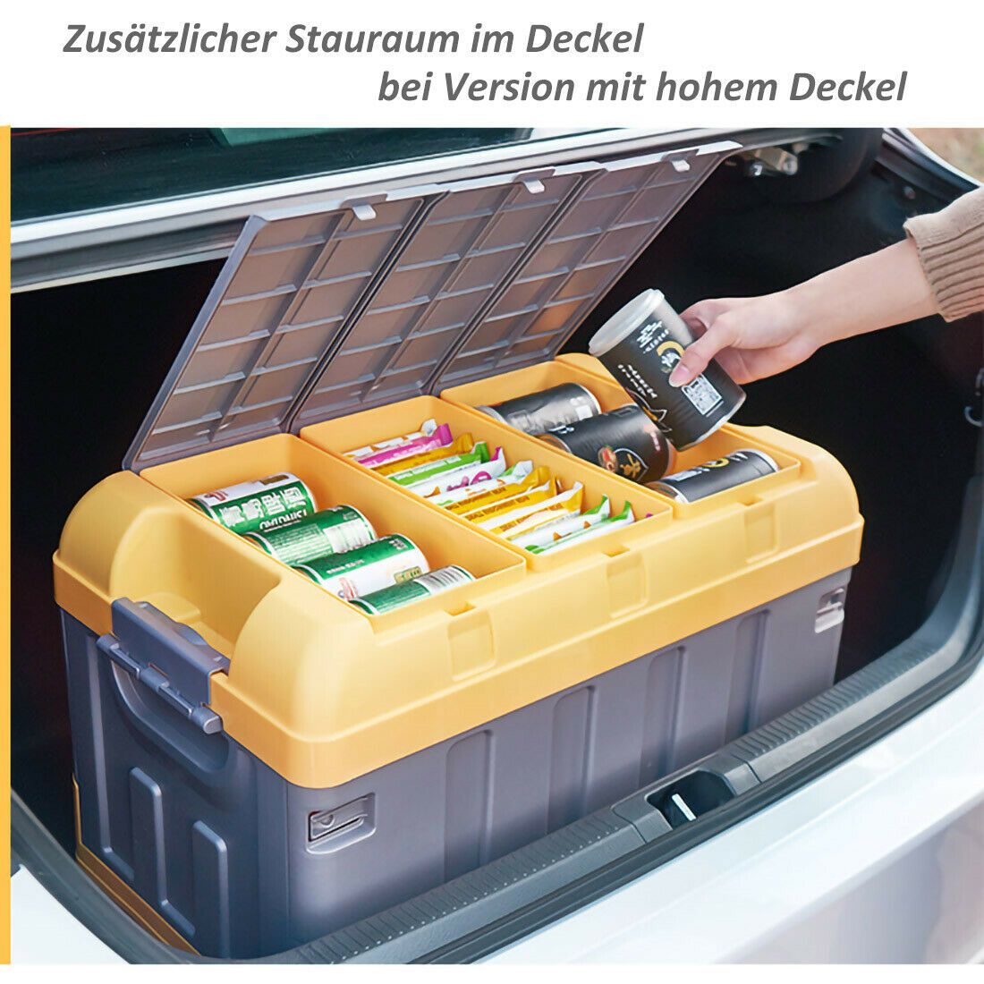 Premium faltbare Aufbewahrungsbox mit Deckel Faltbox Box Klapp Kiste KFZ Reise Blau Groß mit hohem Deckel