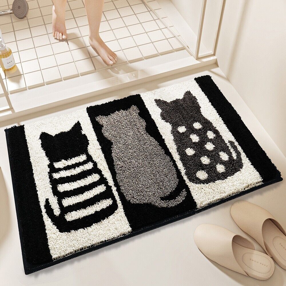 Kinder Mädchen Zimmer Fußmatte Bad Wohnmatte mit Katzen Katze Cat mit Anti Rutsch Unterlage 80 x 50 cm