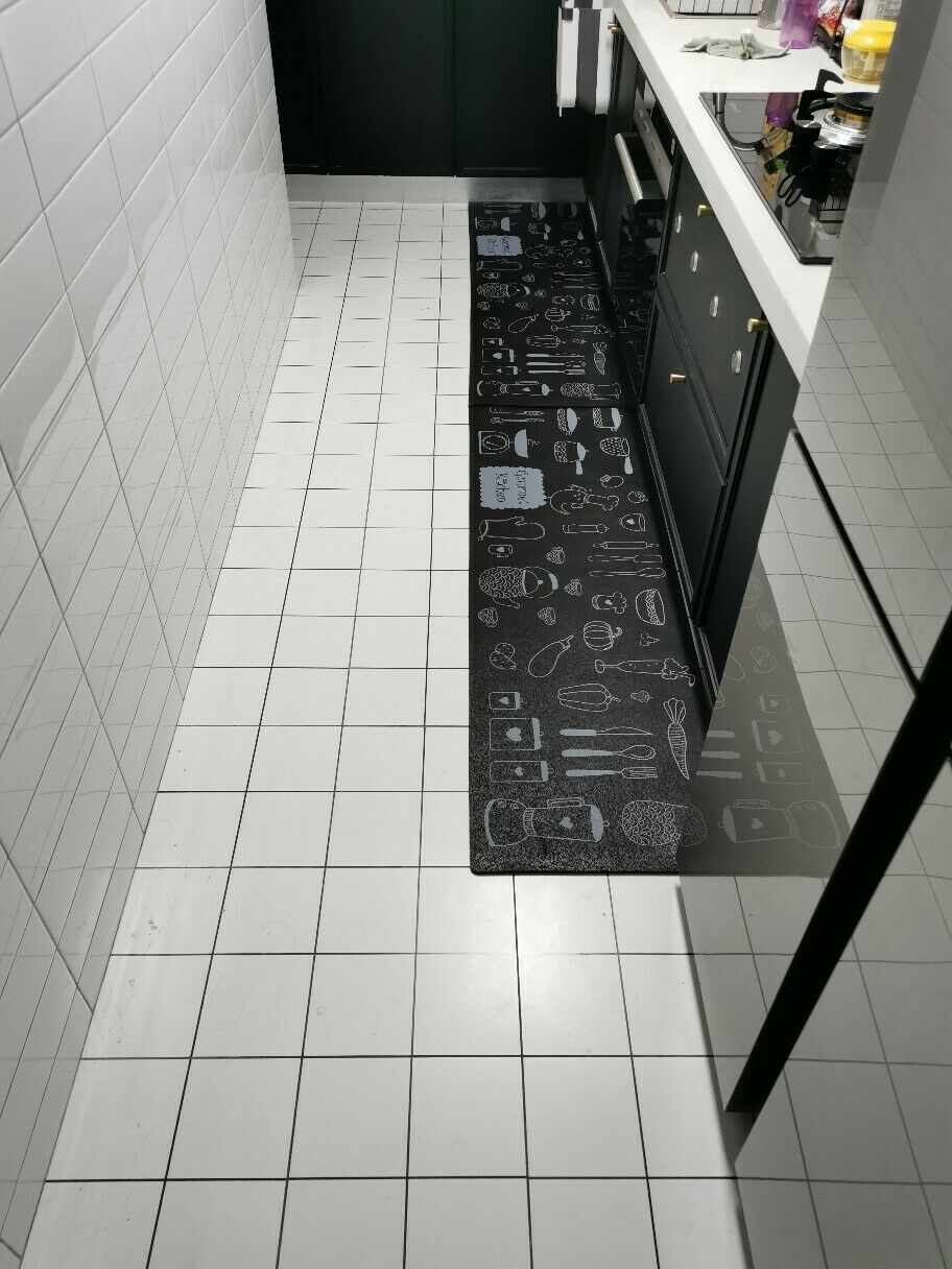 2er Set Premium Küche Wohnmatte Fußmatte Teppich Antirutsch Bad Wohnzimmer Matte Küche (Dunkel) 2er Set Premium Küche Wohnmatte Fußmatte Teppich Antirutsch Bad Wohnzimmer Matte Küche (Dunkel)