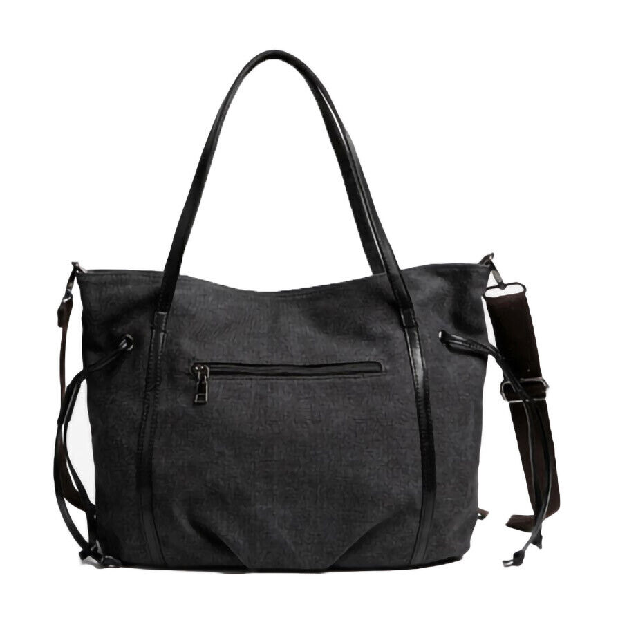 ODIXO Damen Hand Henkel Tasche Schulter Shopping Bag Umhängetasche Canvas Schwarz ODIXO Damen Hand Henkel Tasche Schulter Shopping Bag Umhängetasche Canvas Schwarz