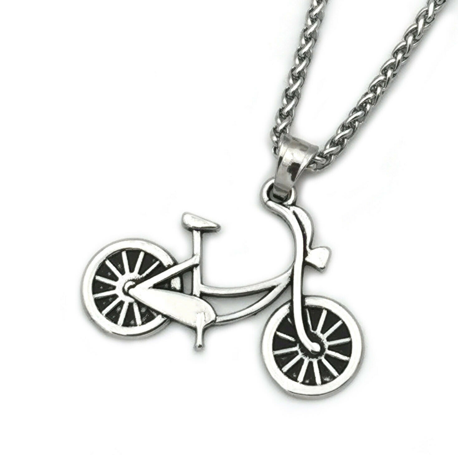 Edelstahl Halskette Kette mit Anhänger Design Fahrrad Bike Edelstahl Halskette Kette mit Anhänger Design Fahrrad Bike