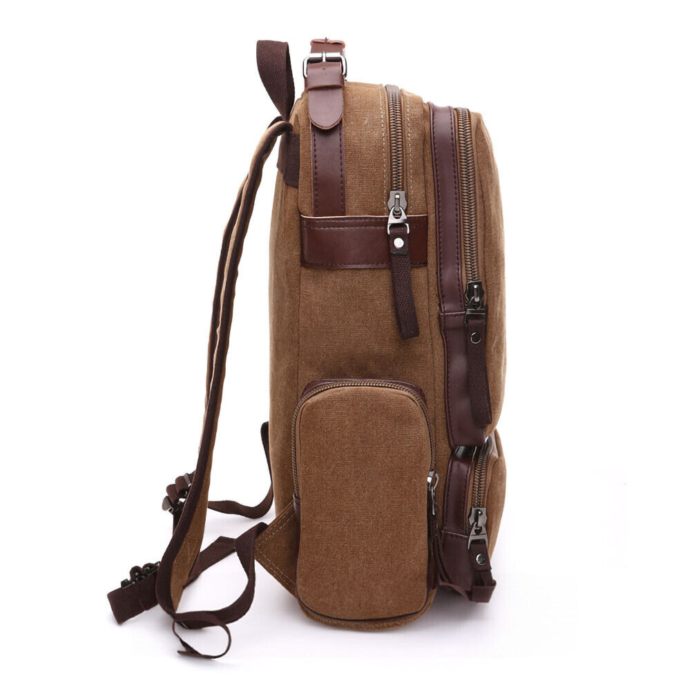 ODIXO Premium Herren Canvas Rucksack Laptop Notebook Backpack Arbeit Freizeit Braun 50024